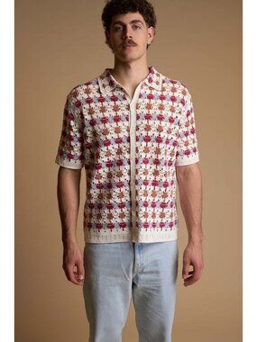 Wax London Splash Crochet Porto Shirtin Ecru NWT Size Small